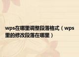 wps在哪里调整段落格式（wps里的修改段落在哪里）