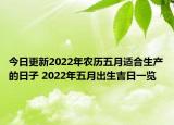 今日更新2022年农历五月适合生产的日子 2022年五月出生吉日一览