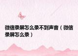 微信录屏怎么录不到声音（微信录屏怎么录）