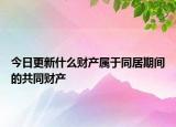 今日更新什么财产属于同居期间的共同财产