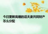 今日更新离婚的话夫妻共同财产怎么分配