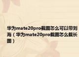 华为mate20pro截图怎么可以带刘海（华为mate20pro截图怎么截长图）