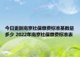 今日更新南京社保缴费标准基数是多少 2022年南京社保缴费标准表
