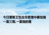 今日更新卫生应急管理中要加强一案三制,一案指的是