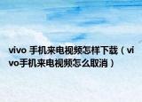 vivo 手机来电视频怎样下载（vivo手机来电视频怎么取消）