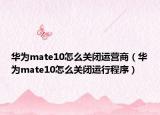 华为mate10怎么关闭运营商（华为mate10怎么关闭运行程序）