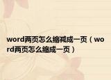word两页怎么缩减成一页（word两页怎么缩成一页）