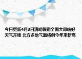 今日更新4月3日清明假期全国大部晴好天气开场 北方多地气温将创今年来新高