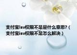 支付宝lsv权限不足是什么意思?（支付宝isv权限不足怎么解决）