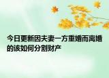 今日更新因夫妻一方重婚而离婚的该如何分割财产