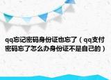 qq忘记密码身份证也忘了（qq支付密码忘了怎么办身份证不是自己的）