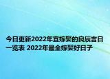 今日更新2022年宜嫁娶的良辰吉日一览表 2022年最全嫁娶好日子
