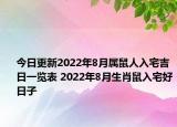 今日更新2022年8月属鼠人入宅吉日一览表 2022年8月生肖鼠入宅好日子