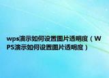 wps演示如何设置图片透明度（WPS演示如何设置图片透明度）