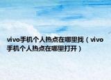 vivo手机个人热点在哪里找（vivo手机个人热点在哪里打开）