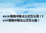 excel表格中除法公式怎么用（Excel表格中除法公式怎么输）