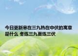 今日更新寒在三九热在中伏的寓意是什么 冬练三九夏练三伏