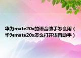 华为mate20x的语音助手怎么用（华为mate20x怎么打开语音助手）