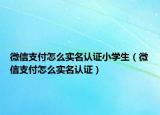 微信支付怎么实名认证小学生（微信支付怎么实名认证）