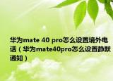 华为mate 40 pro怎么设置境外电话（华为mate40pro怎么设置静默通知）