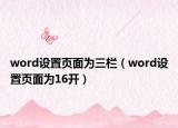 word设置页面为三栏（word设置页面为16开）