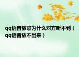 qq语音放歌为什么对方听不到（qq语音放不出来）