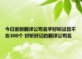 今日更新翻译公司名字好听过目不忘300个 好听好记的翻译公司名