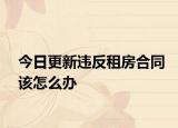 今日更新违反租房合同该怎么办