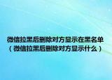 微信拉黑后删除对方显示在黑名单（微信拉黑后删除对方显示什么）