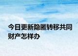 今日更新隐匿转移共同财产怎样办