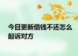 今日更新借钱不还怎么起诉对方