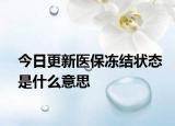 今日更新医保冻结状态是什么意思