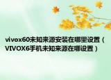vivox60未知来源安装在哪里设置（VIVOX6手机未知来源在哪设置）