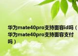 华为mate40pro支持面容id吗（华为mate40pro支持面容支付吗）
