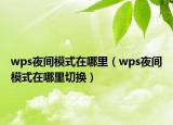 wps夜间模式在哪里（wps夜间模式在哪里切换）