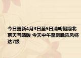 今日更新4月3日至5日清明假期北京天气晴暖 今天中午至傍晚阵风将达7级