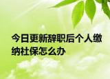 今日更新辞职后个人缴纳社保怎么办
