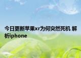 今日更新苹果xr为何突然死机 解析iphone
