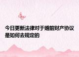 今日更新法律对于婚前财产协议是如何去规定的