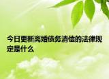 今日更新离婚债务清偿的法律规定是什么