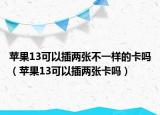 苹果13可以插两张不一样的卡吗（苹果13可以插两张卡吗）