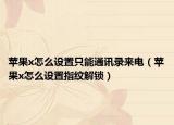 苹果x怎么设置只能通讯录来电（苹果x怎么设置指纹解锁）