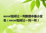 excel如何让一列数值中最小变色（excel如何让一列一样）