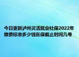 今日更新泸州灵活就业社保2022年缴费标准多少钱医保截止时间几号