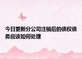 今日更新分公司注销后的债权债务应该如何处理