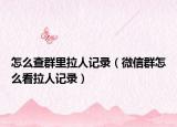 怎么查群里拉人记录（微信群怎么看拉人记录）