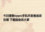 今日更新oppo手机开发者选项在哪 下面就告诉大家