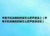 苹果手机录屏的时候怎么把声音录上（苹果手机录屏的时候怎么把声音录进去）