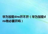 华为加密dns开不开（华为加密dns有必要开吗）