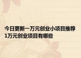 今日更新一万元创业小项目推荐 1万元创业项目有哪些